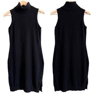 SAKS FIFTH AVENUE Cashmere Blend Preppy Sleeveless Turtleneck Sweater Dress SP
